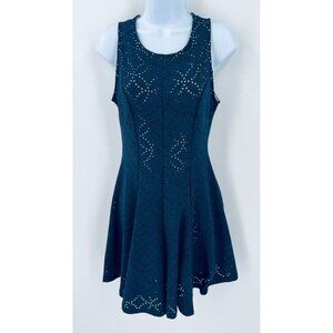 Francesca’s Collection Bird Cage Label Navy and Tan Dress Small A Line Lined